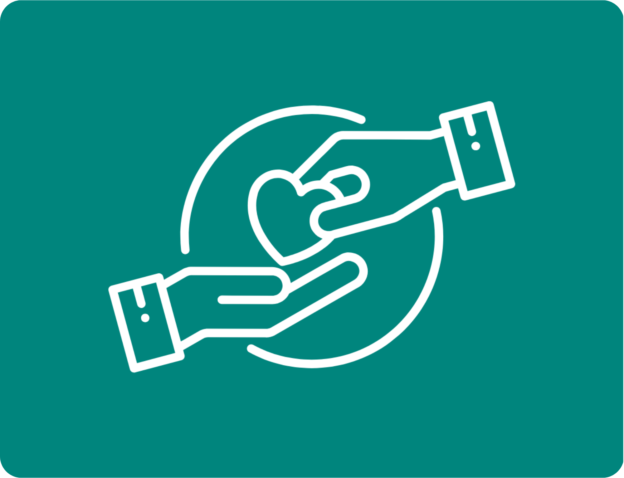 Handen geven hart over met circel - periodiek schenken