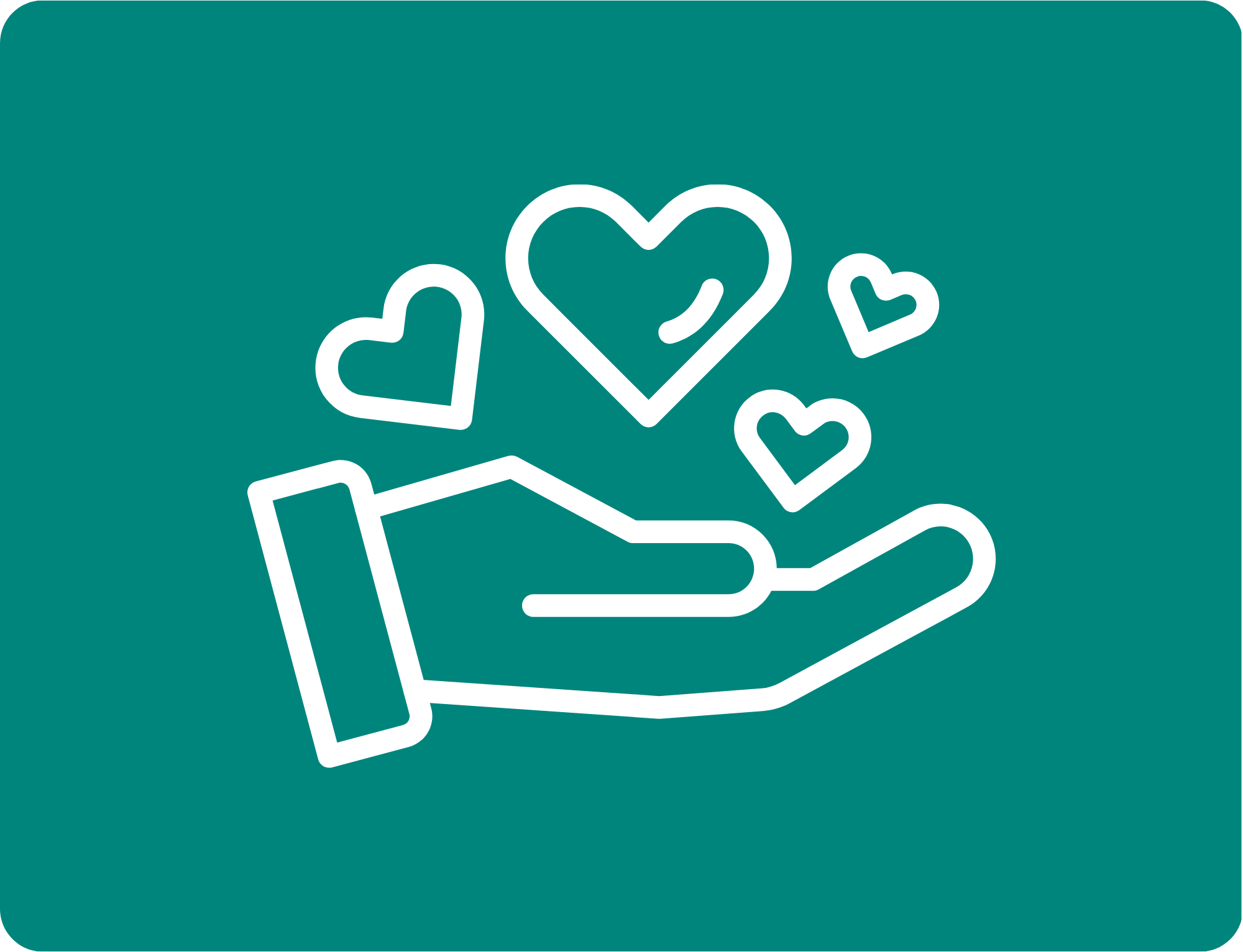 Hand met vier hartjes erboven - groot geven