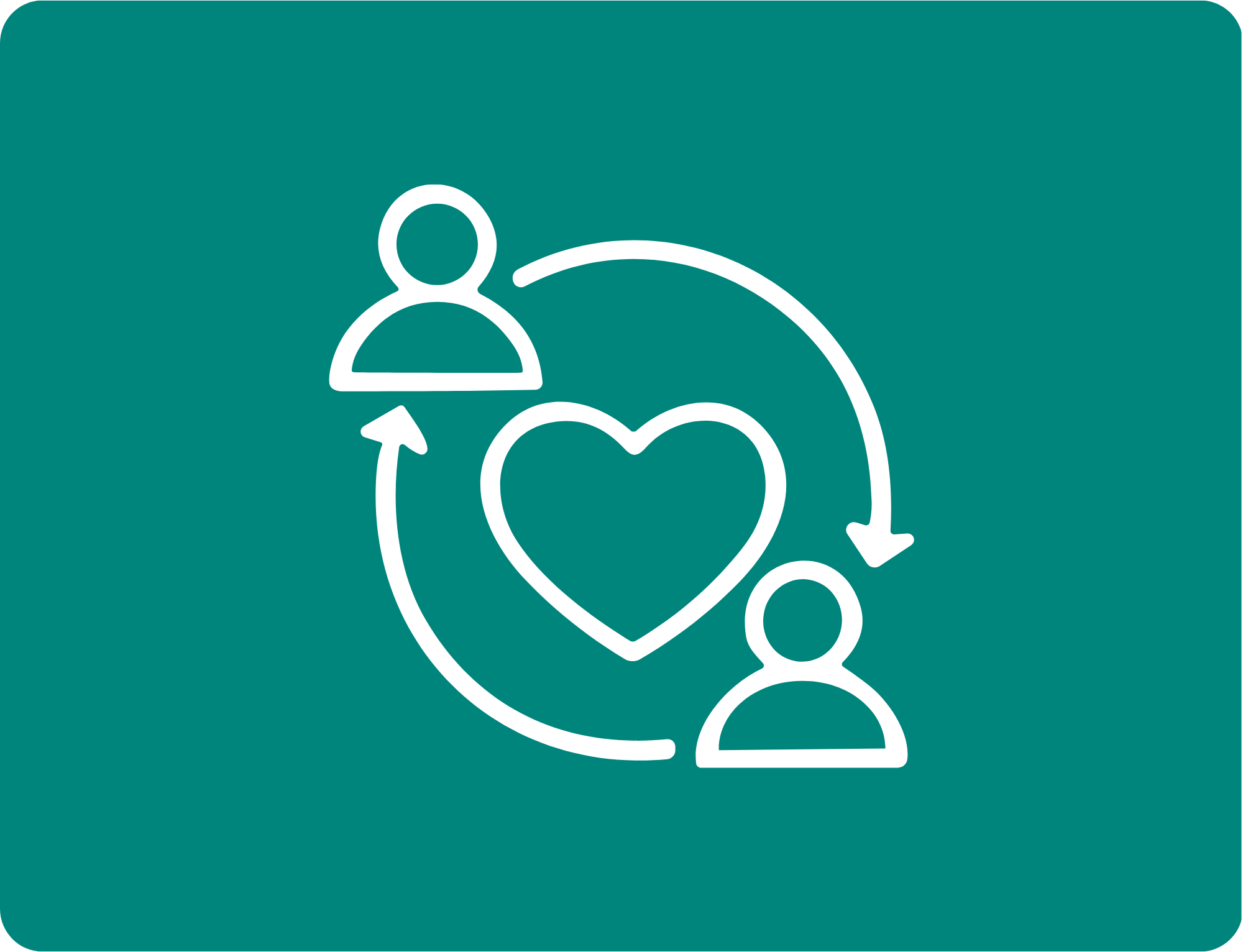 Twee poppetjes met een hart in het midden en twee pijlen die een cirkel maken tussen de poppetjes - stichtingen en fondsen